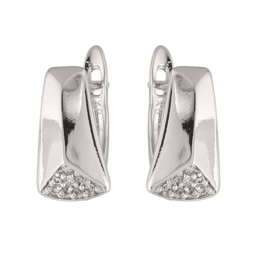 Серьги Xuping цвет Родий английский замок Узор с кристаллами фото №1