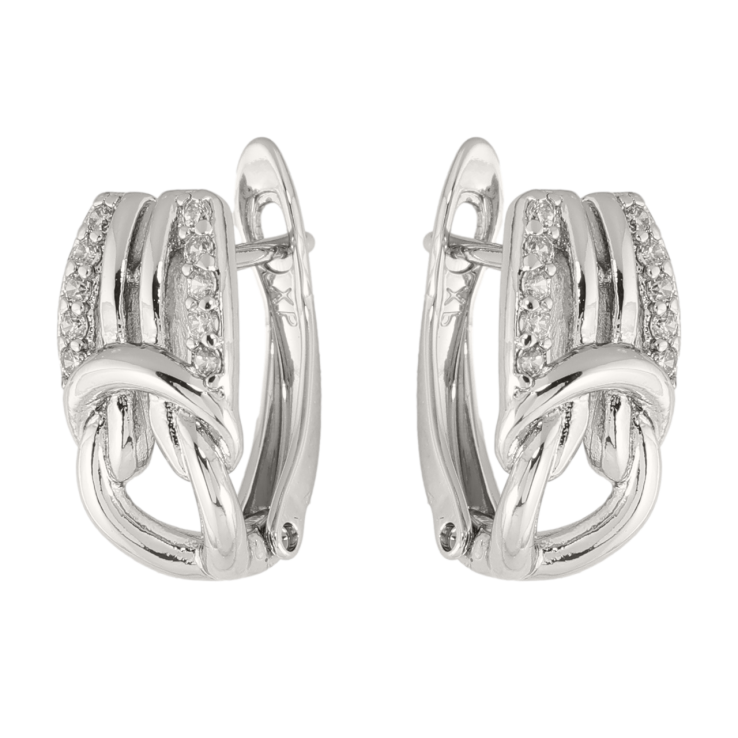 Серьги Xuping цвет Родий английский замок Узор с кристаллами фото №16