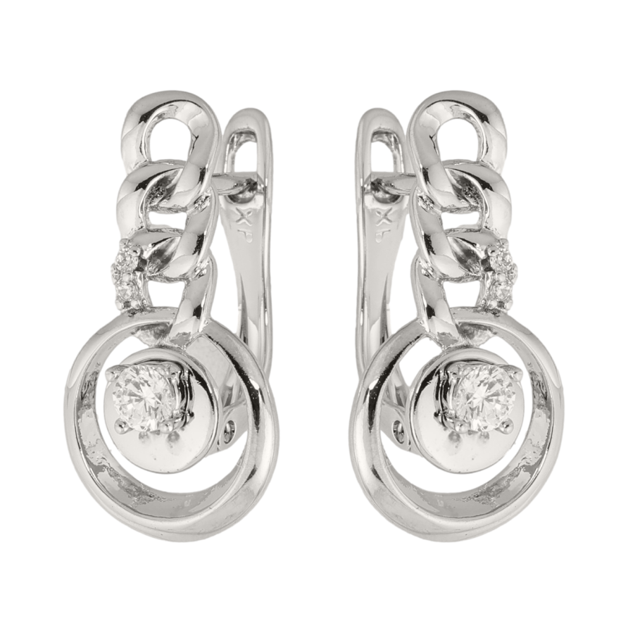 Сережки Xuping колір Родій англійська застібка Візерунок ланцюжок з кристалами фото №1