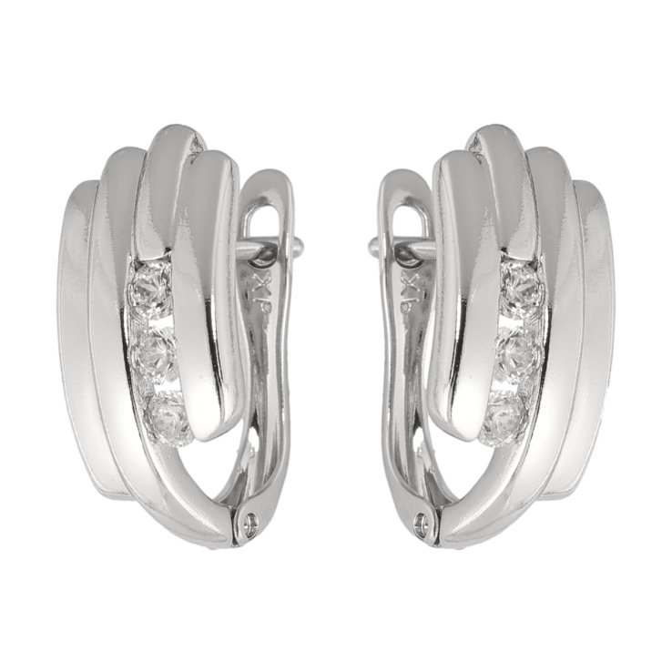 Сережки Xuping колір Родій англійська застібка Візерунок з кристалами фото №20