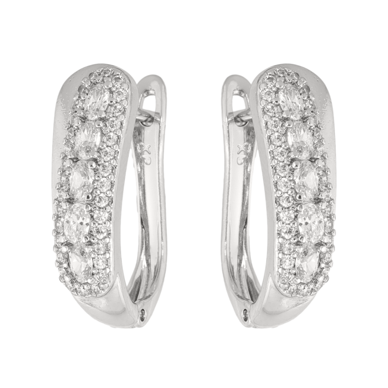 Сережки Xuping колір Родій англійська застібка Візерунок з кристалами фото №1 Сережки Xuping колір Родій англійська застібка Візерунок з кристалами фото №1