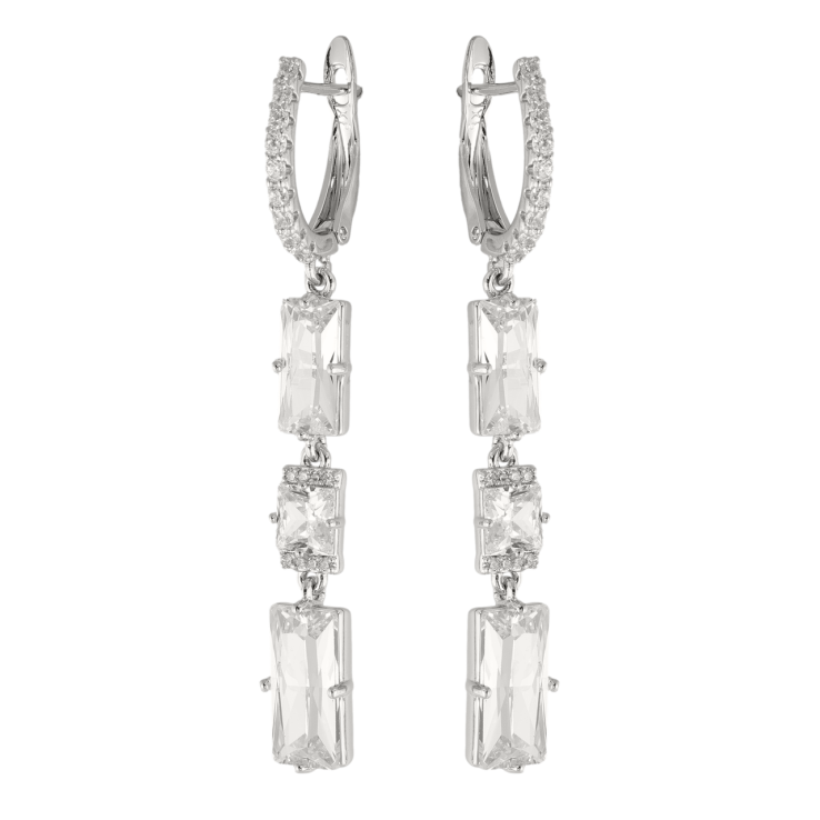 Сережки Xuping колір Родій англійська застібка Кристальні підвіски фото №18 Сережки Xuping колір Родій англійська застібка Кристальні підвіски фото №18