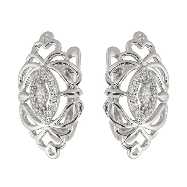 Серьги Xuping цвет Родий английский замок Узор с кристаллами фото №25 Серьги Xuping цвет Родий английский замок Узор с кристаллами фото №25