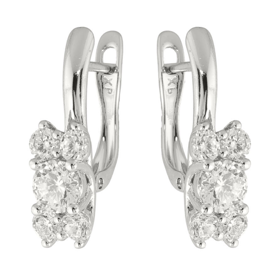 Серьги Xuping цвет Родий английский замок Узор с кристаллами фото №1