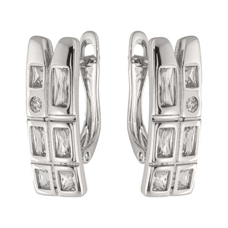 Сережки Xuping колір Родій англійська застібка Візерунок з кристалами фото №21