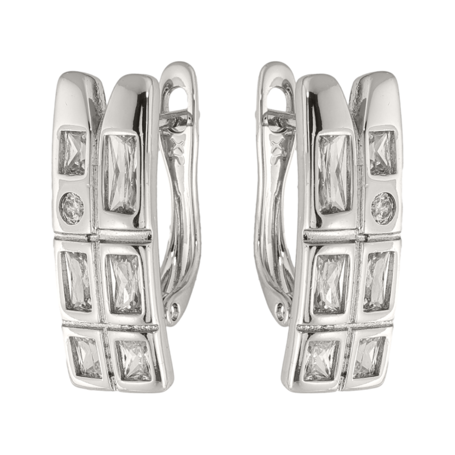 Сережки Xuping колір Родій англійська застібка Візерунок з кристалами фото №1