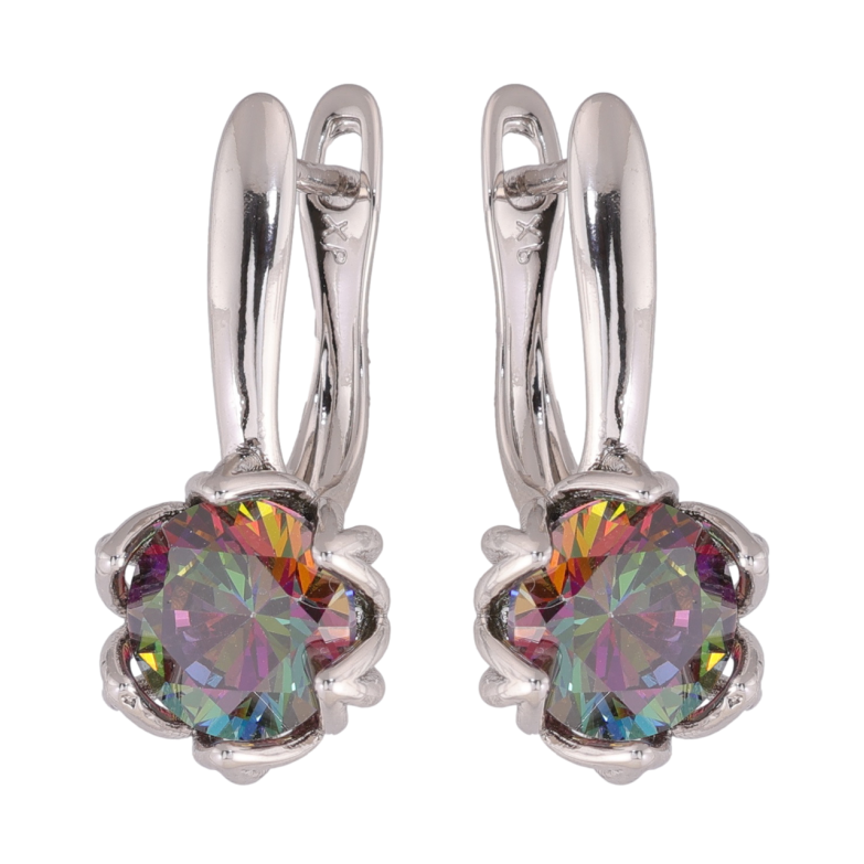 Серьги Xuping цвет Родий английский замок Бутоны с кристаллами хамелеон фото №1