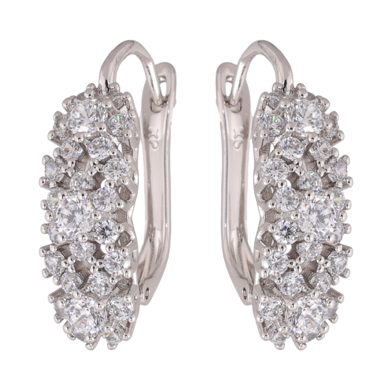 Сережки Xuping колір Родій англійська застібка Інкрустація кристалами фото №1