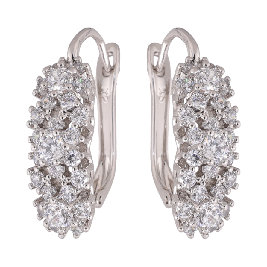 Серьги Xuping цвет Родий английский замок Инкрустация кристаллами фото №1