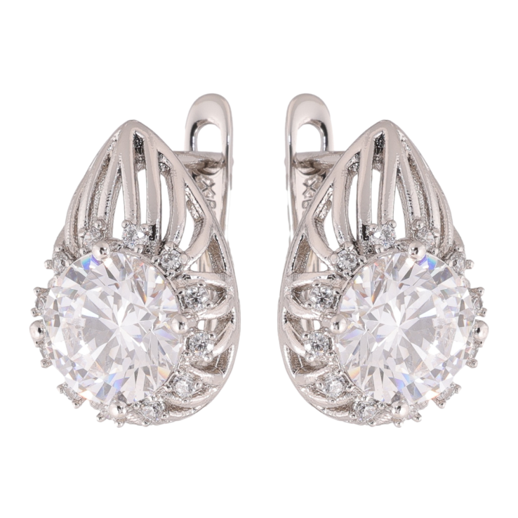 Сережки Xuping колір Родій англійська застібка Інкрустація кристалами фото №7