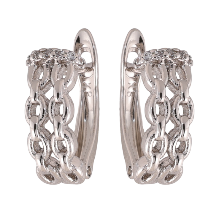 Серьги Xuping цвет Родий английский замок Узор цепочки фото №19 Серьги Xuping цвет Родий английский замок Узор цепочки фото №19