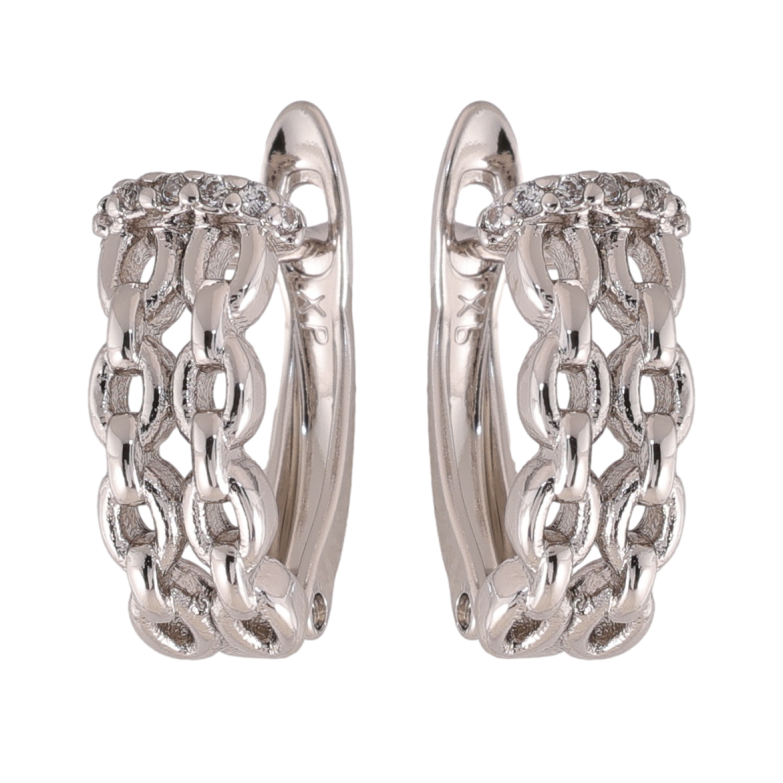 Сережки Xuping колір Родій англійська застібка Візерунок ланцюжки фото №5