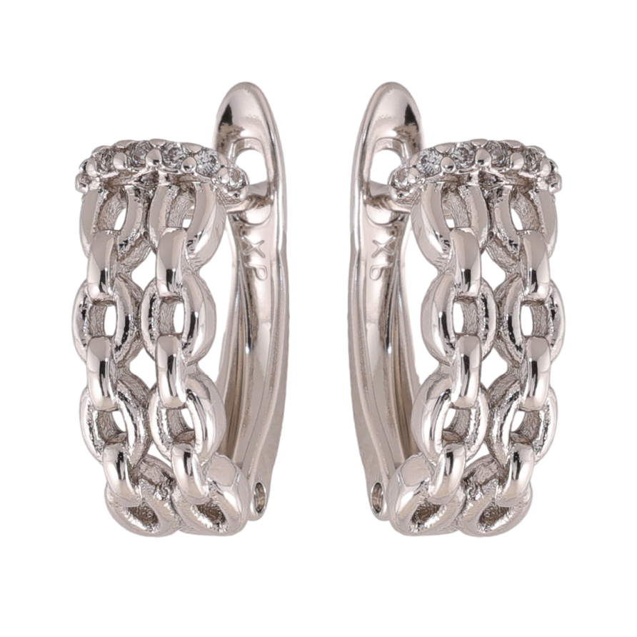 Серьги Xuping цвет Родий английский замок Узор цепочки фото №1