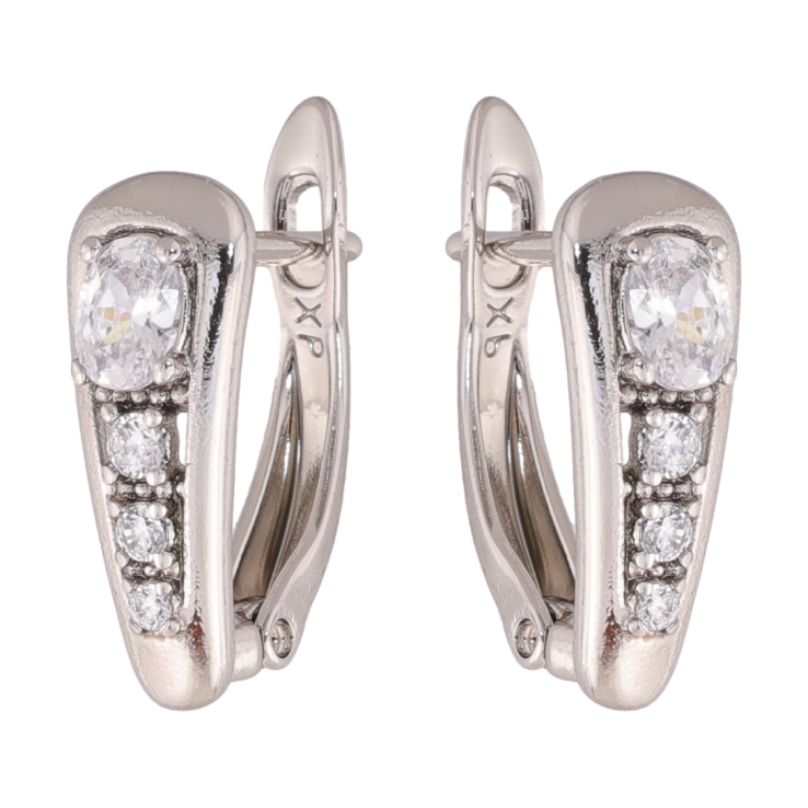 Сережки Xuping колір Родій англійська застібка Візерунок з кристалами фото №25 Сережки Xuping колір Родій англійська застібка Візерунок з кристалами фото №25