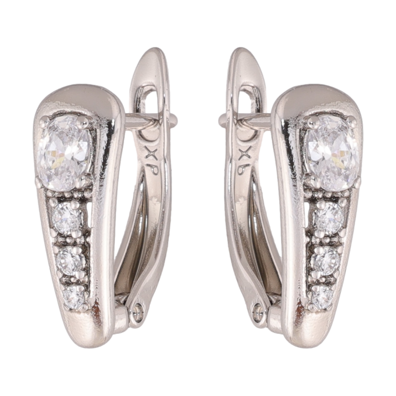 Сережки Xuping колір Родій англійська застібка Візерунок з кристалами фото №1 Сережки Xuping колір Родій англійська застібка Візерунок з кристалами фото №1