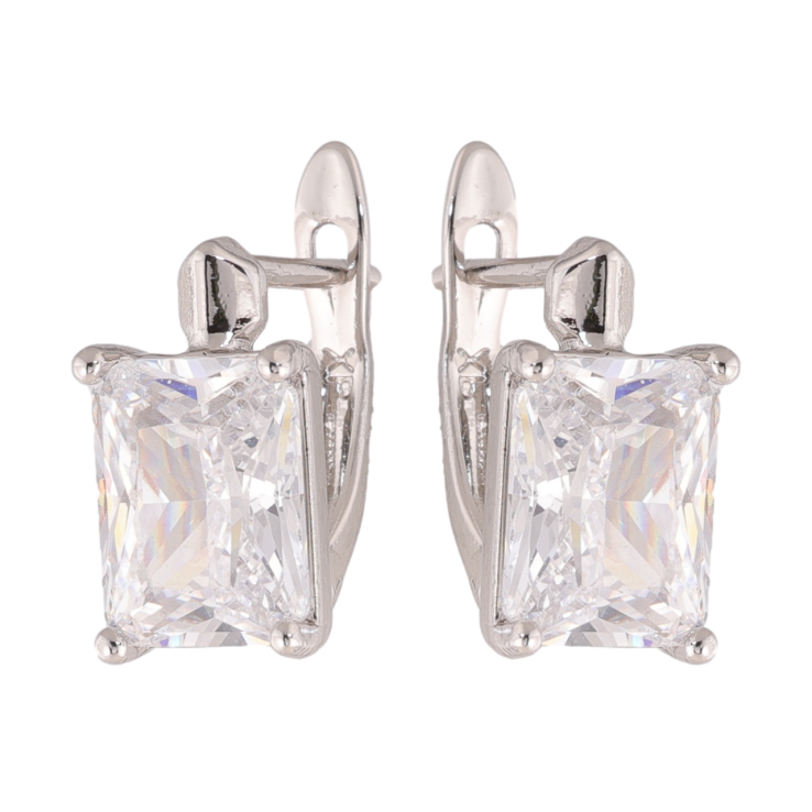 Сережки Xuping колір Родій англійська застібка Кристали фото №4