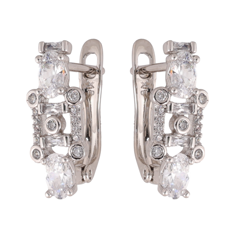 Сережки Xuping колір Родій англійська застібка Інкрустація кристалами фото №1 Сережки Xuping колір Родій англійська застібка Інкрустація кристалами фото №1