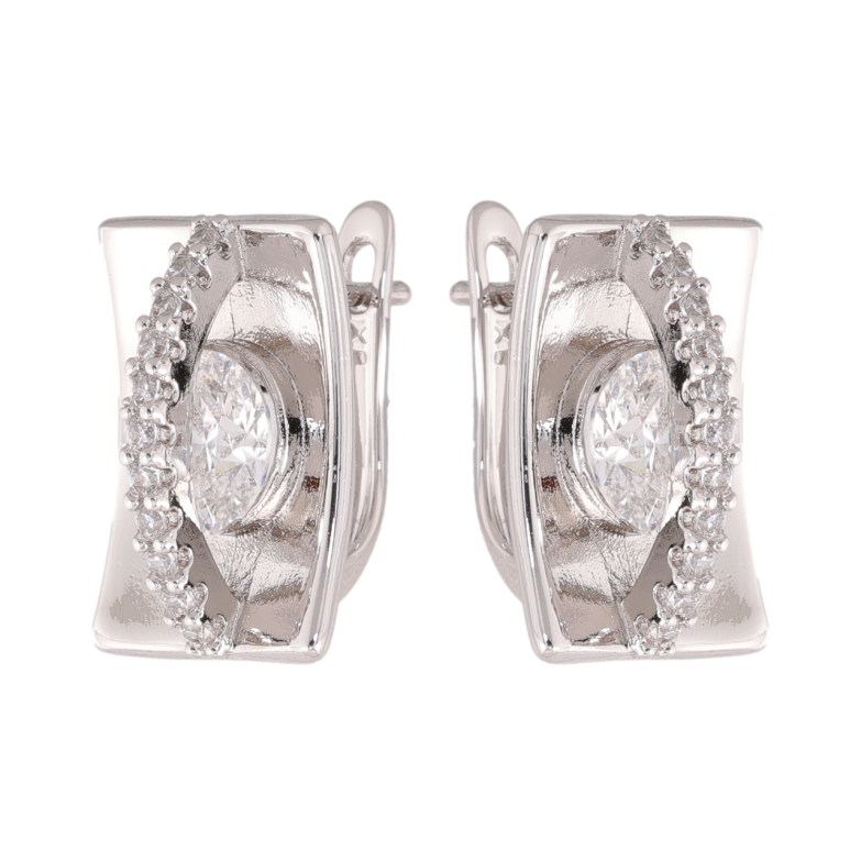 Сережки Xuping колір Родій англійська застібка Візерунок з кристалами фото №1 Сережки Xuping колір Родій англійська застібка Візерунок з кристалами фото №1