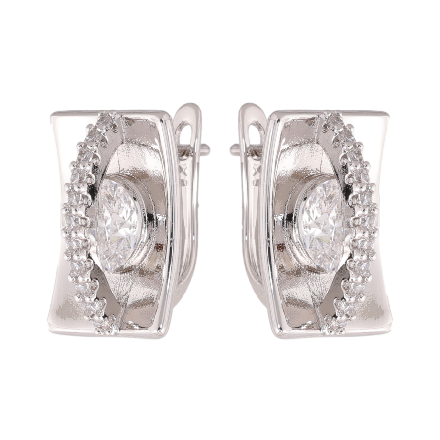 Сережки Xuping колір Родій англійська застібка Візерунок з кристалами фото №1 Сережки Xuping колір Родій англійська застібка Візерунок з кристалами фото №1