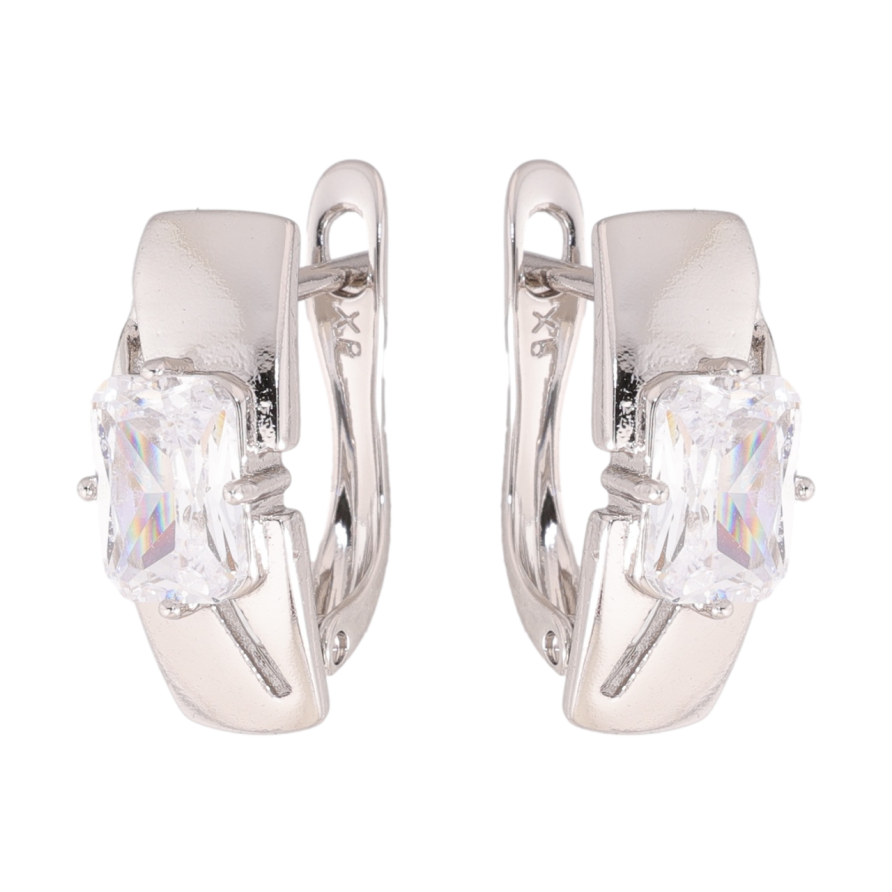 Сережки Xuping колір Родій англійська застібка Вставки кристалів фото №1