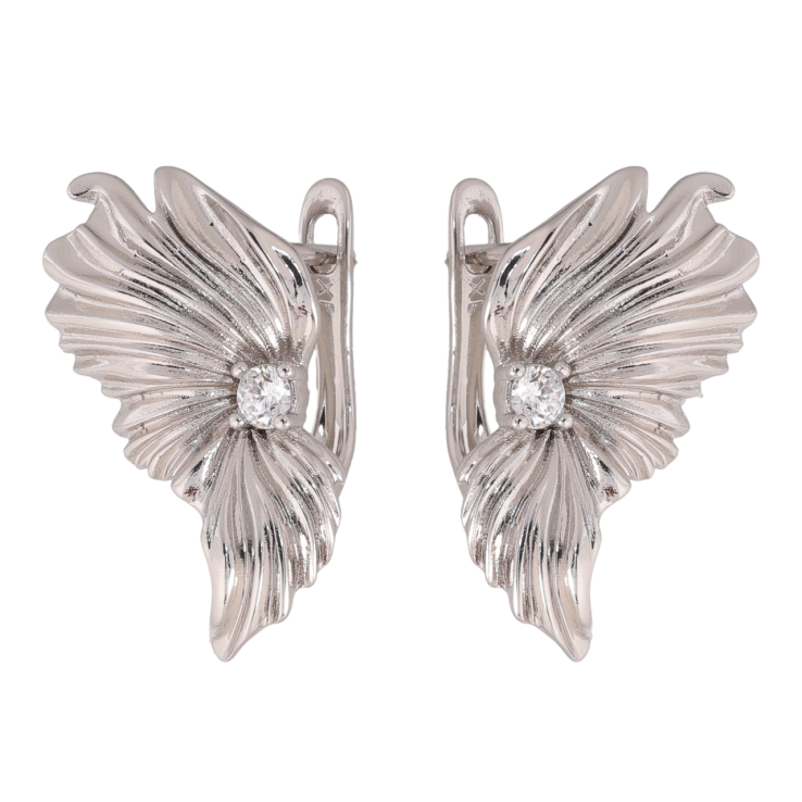 Серьги Xuping цвет Родий английский замок Декоративный узор с кристаллами фото №19