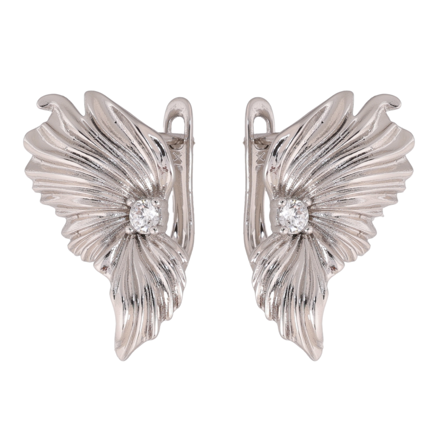 Серьги Xuping цвет Родий английский замок Декоративный узор с кристаллами фото №1 Серьги Xuping цвет Родий английский замок Декоративный узор с кристаллами фото №1