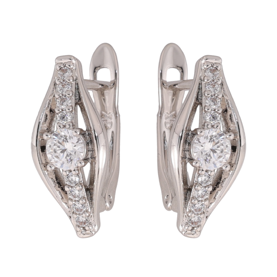 Серьги Xuping цвет Родий английский замок Декоративный узор с кристаллами фото №1