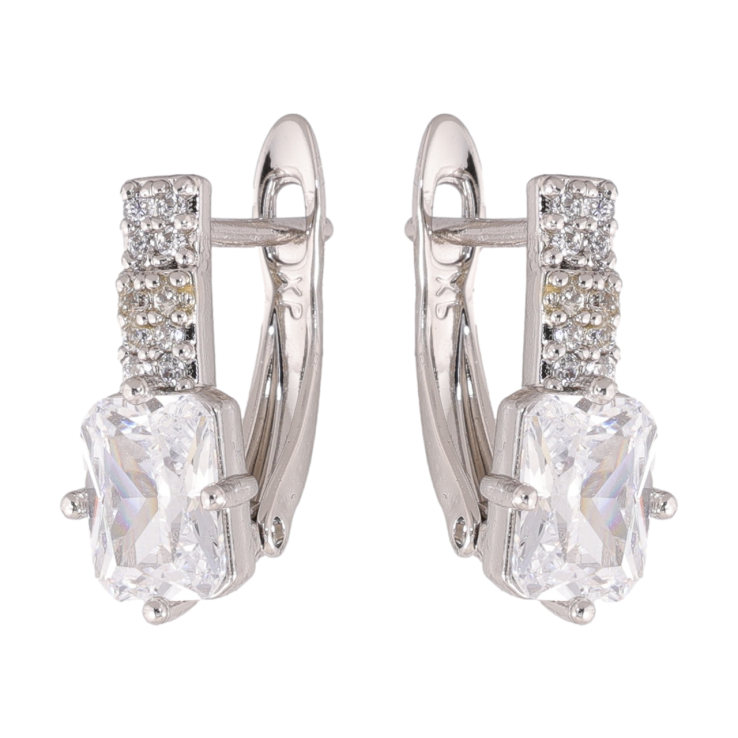 Серьги Xuping цвет Родий английский замок Инкрустация кристаллами фото №13