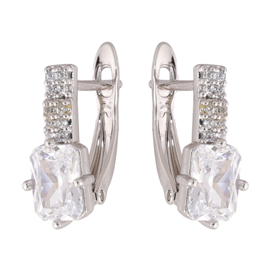 Сережки Xuping колір Родій англійська застібка Інкрустація кристалами фото №1