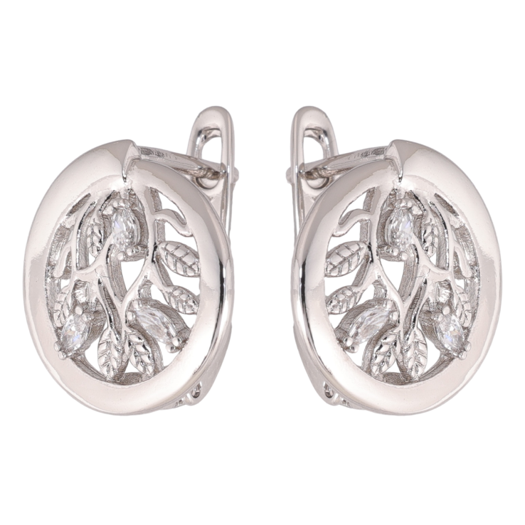 Сережки Xuping колір Родій англійська застібка Колечка з гілочками фото №11