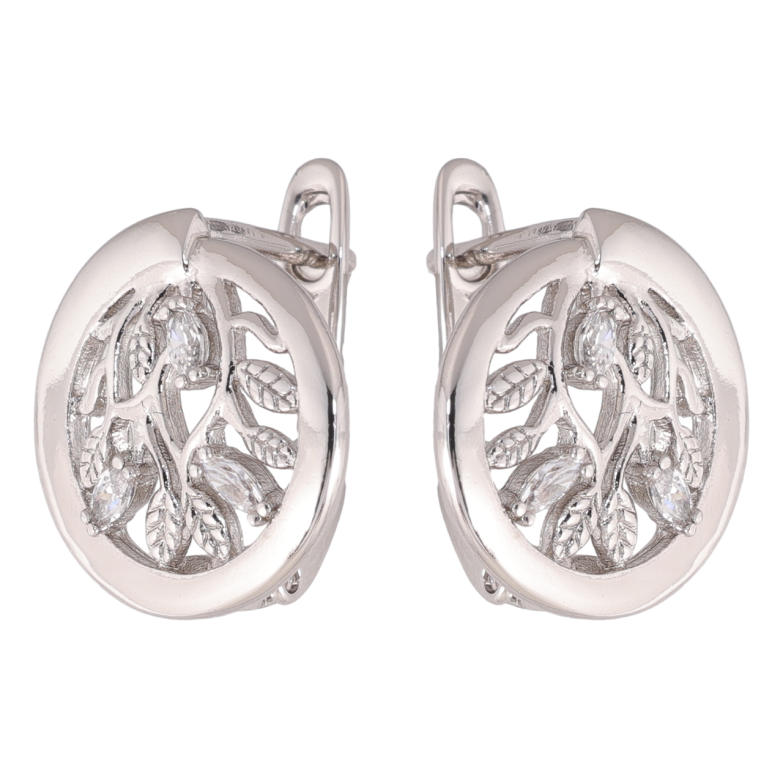 Серьги Xuping цвет Родий английский замок Колечки с веточками фото №3