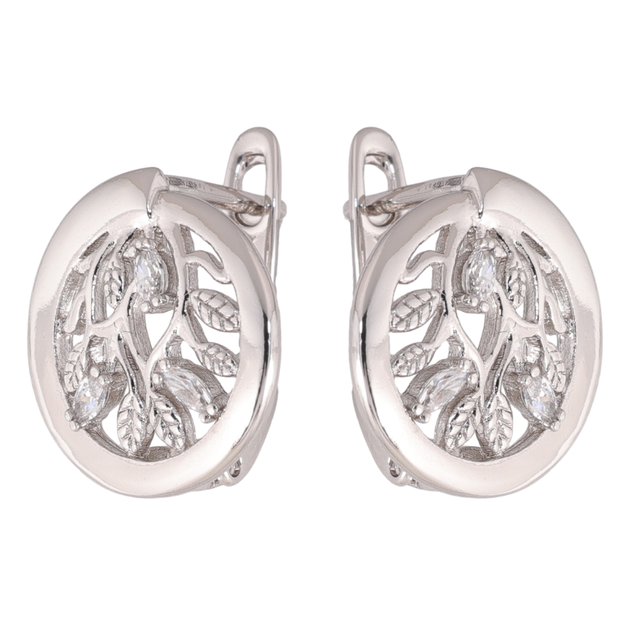 Сережки Xuping колір Родій англійська застібка Колечка з гілочками фото №1