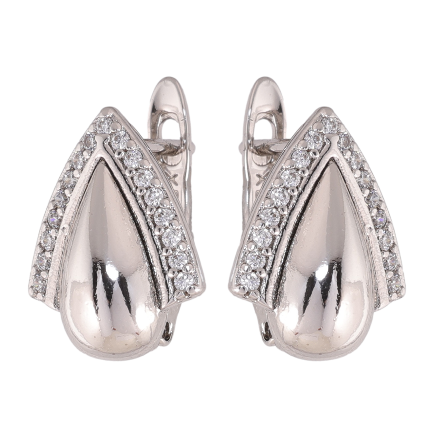 Серьги Xuping цвет Родий английский замок Узор с кристаллами фото №1