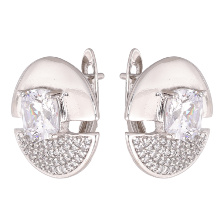 Сережки Xuping колір Родій англійська застібка Кола з інкрустацією кристалами фото №12