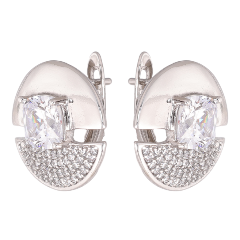 Сережки Xuping колір Родій англійська застібка Кола з інкрустацією кристалами фото №1