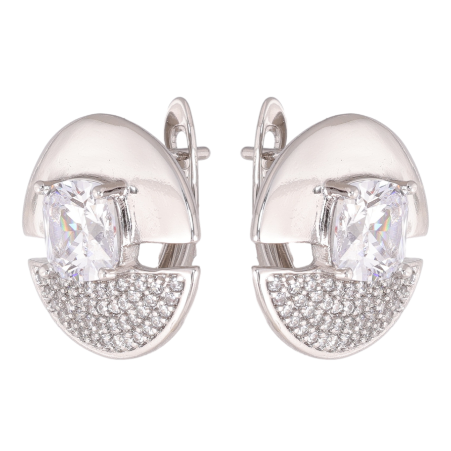 Сережки Xuping колір Родій англійська застібка Кола з інкрустацією кристалами фото №1