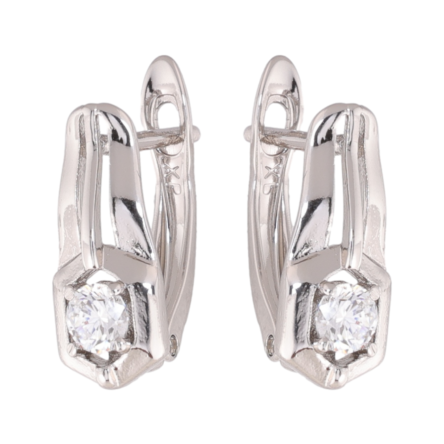 Сережки Xuping колір Родій англійська застібка Вставки кристалів фото №1