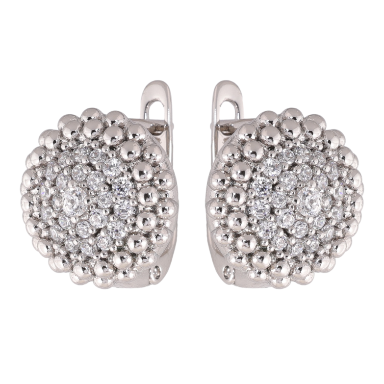 Серьги Xuping цвет Родий английский замок Декоративные круги с кристаллами фото №1 Серьги Xuping цвет Родий английский замок Декоративные круги с кристаллами фото №1