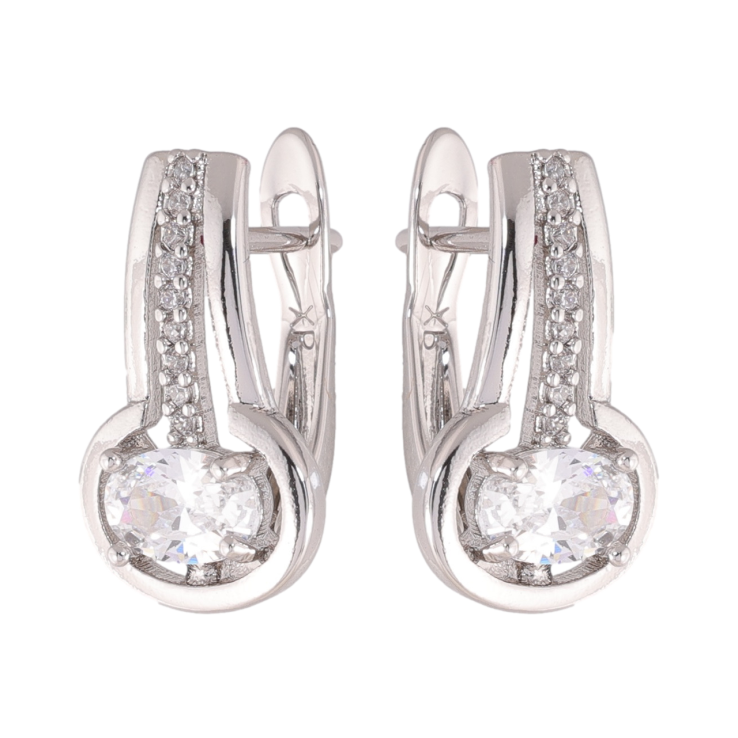 Сережки Xuping колір Родій англійська застібка Візерунок з кристалами фото №24 Сережки Xuping колір Родій англійська застібка Візерунок з кристалами фото №24