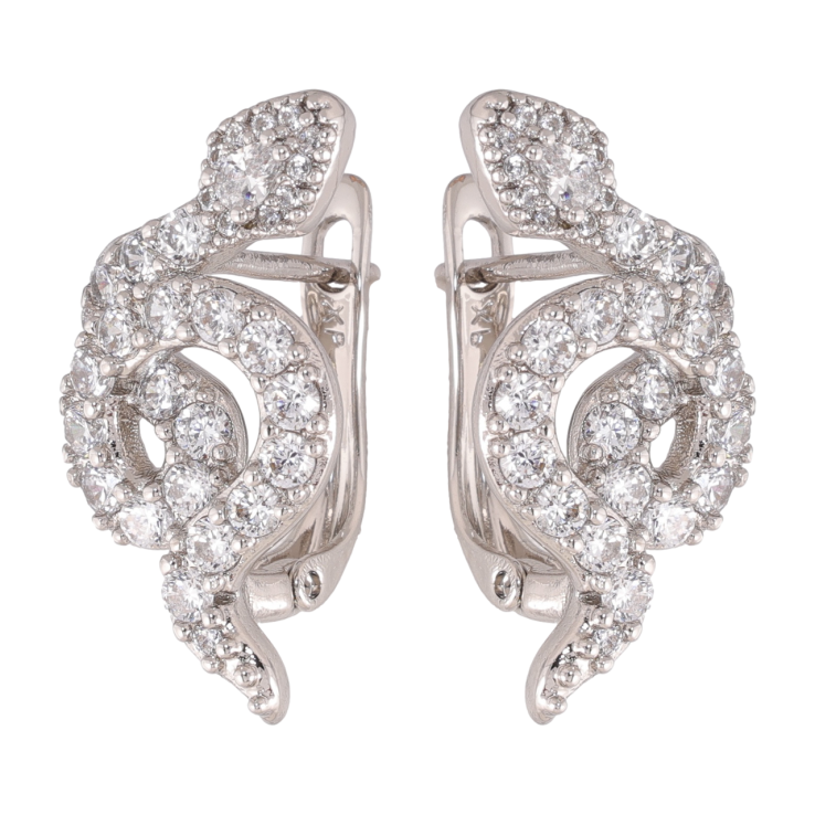 Сережки Xuping колір Родій англійська застібка Кристальні змійки фото №10