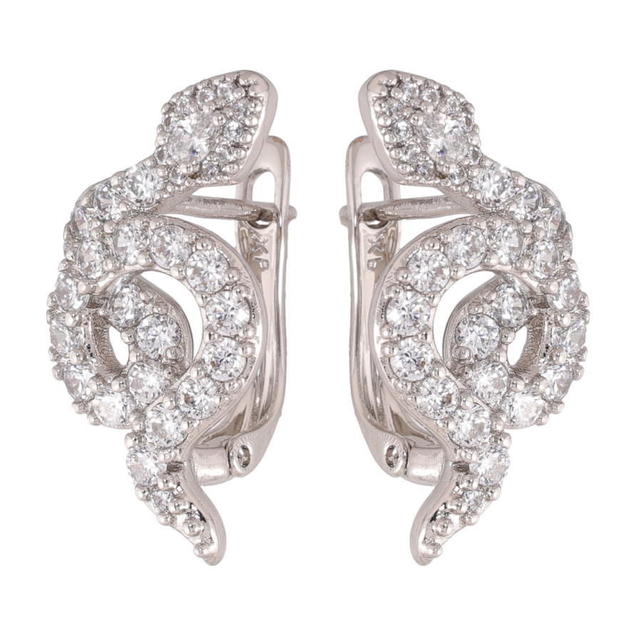 Сережки Xuping колір Родій англійська застібка Кристальні змійки фото №1