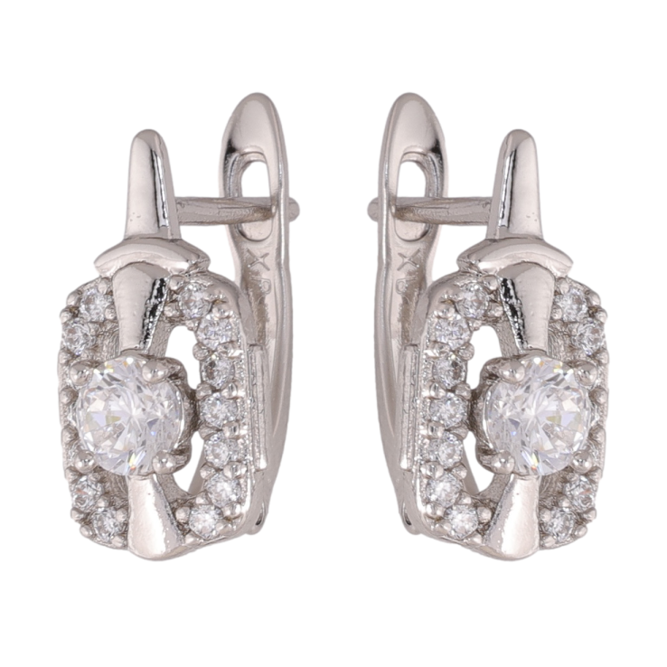 Серьги Xuping цвет Родий английский замок Узоры с кристаллами фото №6