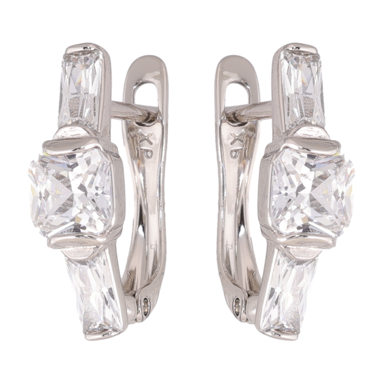 Сережки Xuping колір Родій англійська застібка Кристальний блиск фото №1