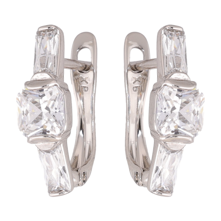 Сережки Xuping колір Родій англійська застібка Кристальний блиск фото №1