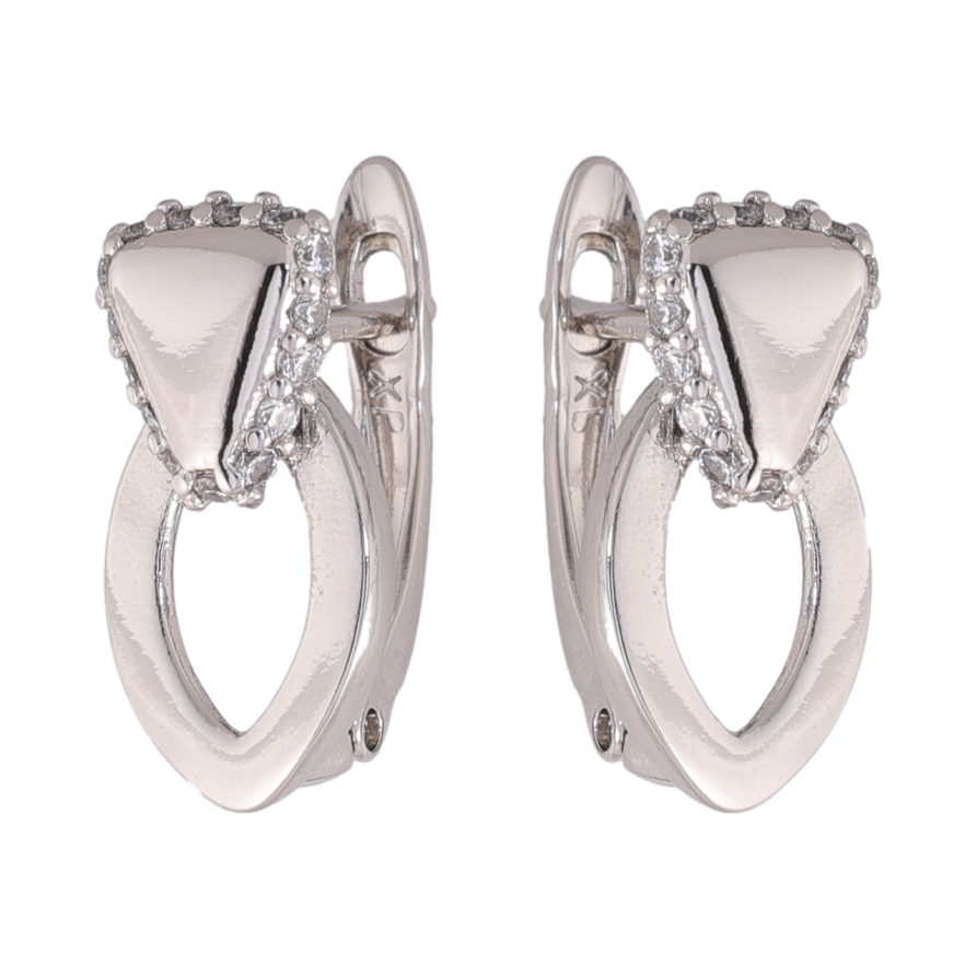 Серьги Xuping цвет Родий английский замок Декоративный узор с кристаллами фото №1