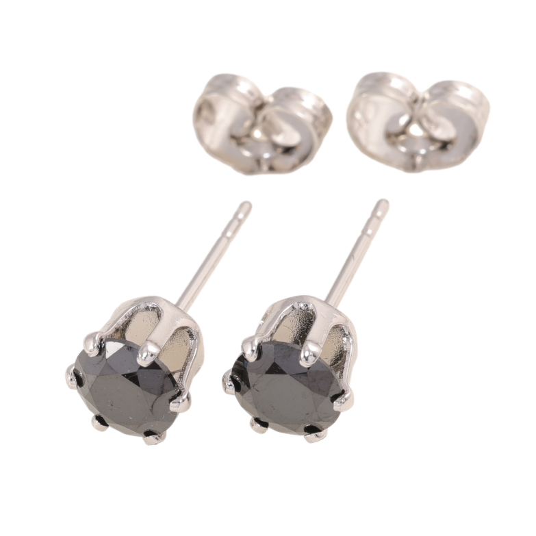 Серьги Xuping цвет Родий пусеты Черные кристаллы в 6-ти крапановой оправе ø 6мм фото №2 Серьги Xuping цвет Родий пусеты Черные кристаллы в 6-ти крапановой оправе ø 6мм фото №2