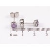 Серьги Xuping цвет Родий пусеты Сиреневые кристаллы в 4-х крапановой оправе ø 5мм фото №2