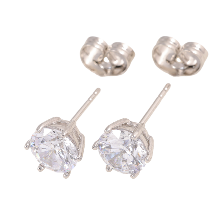 Сережки Xuping колір Родій пусети Кристали в 6-ти крапановій оправі ø 7мм фото №8