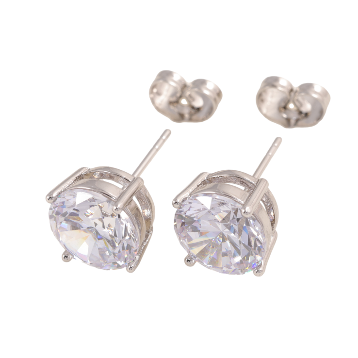 Сережки Xuping колір Родій пусети Кристали в 4-х крапановій оправі ø 10мм фото №10