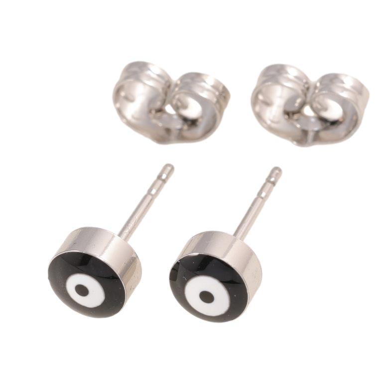 Серьги Xuping цвет Родий пусеты Оберег Глаз Фатимы, эмаль ø 5.5мм фото №1 Серьги Xuping цвет Родий пусеты Оберег Глаз Фатимы, эмаль ø 5.5мм фото №1